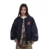 Jaqueta Feminina Retro Americana Outono 2025 Estilo Étnico Jacquard Curta Baseball