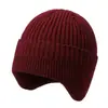 Gorro a Prueba de Frío para Hombres de Mediana Edad y Mayores Protección Auditiva Cálida de Invierno para Abuelo Mayor Gorro Grueso de Lana Tejida