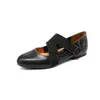 Zapatos Planos de Ballet Suaves de Piel de Oveja Estilo Retro Artístico Punta Redonda Cruzados Tacón Bajo Bajo Zapatos para Mujer