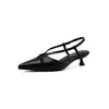Sandálias de Salto Alto Fechadas Bico Fino Modelo Novo 2026 Marrom Boêmio Nicho Francês Couro de Vaca Sapatos de Salto Baixo 4cm