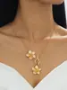 1 Pieza Collar de Mujer Oro Plumeria Colgante Flor Ligera de Lujo Collar con Colgante de Flor Diseño de Nicho Europeo y Americano para Mujer Sensación de Alta Gama