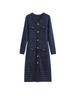 Vestido de punto estilo Chanel francés para mujer, otoño e invierno, nuevo, elegante, estilo occidental, de alta calidad, suéter por encima de la rodilla, falda larga