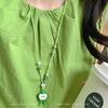 Volte à Infância! Colar Divertido de Corda Trançada Maçã Verde para Mulheres, Corrente de Suéter com Design Único, Acessório Fofo e Doce
