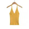 Estilo Hot Girl Amarillo Cuello en V Cuello Halter Camisola para Mujer Primavera y Verano 2026 Nuevo Ajuste Delgado Sin Mangas Ropa Exterior Ropa Interior Top