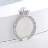 Anillo de Apertura con Patrón de Hierba Tang Corona Perla para Mujer Moda de Lujo Ligero Diseño Personalizado de Nicho Anillo de Combinación Perfecta de Gama Alta para Mujer