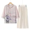 Camisa de Verano para Abuela, Ropa Estilo Chino, Traje de Verano para Madres de Mediana Edad y Mayores, Nuevo Estilo Blusa Holgada para Personas Mayores y Señoras