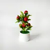Planta en maceta artificial de 7 ramas con frutos en stock para decoración de oficina, adorno de escritorio de fruto de la fortuna, bonsái creativo de regalo para el Festival de Primavera