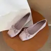 Nuevos Zapatos Planos de Satén para Mujer de Primavera, Slip-On con Punta Cuadrada que Aumenta la Altura y Boca Baja, Zapatos Planos Suaves Estilo Ballet de Hada