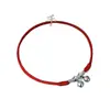 Tornozeleira feminina corda vermelha com sino com som água sexy simples pulseira prata antigo mori trançada corda de perna