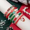 Pulsera de Bisutería de Arcilla Suave con Combinación de Cuentas para Navidad, Set con Diseños Mixtos en Inglés de Papá Noel, Pulseras Modernas y Coloridas