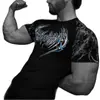Serie de estilo gótico popular camiseta de compresión deportiva para hombre, camiseta de compresión de manga corta para fitness, ciclismo, running
