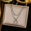 [Collar de Acero de Titanio Dorado + Color Acero] Moda de Lujo Ligero para Mujer El Más Fácil de Combinar Cadena para Clavícula Collar de Amor de Nicho de Gama Alta