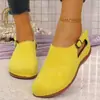 Zapatos casuales de ante multicolor de uso dual europeo y americano con hebilla trasera hueca, suela de plataforma, antideslizantes, adecuados para ir al trabajo, zapatos slip-on para mujer
