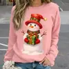 Amazon Comercio Exterior Transfronterizo Europeo y Americano Otoño e Invierno Navidad Impresión 3D Cómodos Casuales Manga Larga Cuello Redondo Tops para Mujer
