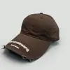Gorra de Béisbol Bordada con Letras Retro Estilo Nuevo Rasgada para Hombres y Mujeres, Parasol Simple, Gorra de Pato con Personalidad Antigua al por Mayor