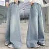 Jeans de Mezclilla para Niñas, Nuevos Pantalones Rectos para Primavera y Otoño 2026 con Estampado de Corazones Pequeños, Pantalones de Pierna Ancha