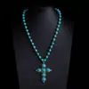 Collar Turquesa Estilo Étnico Retro Bohemio Collar Apilado Estilo Vaquero Occidental Cadena de Suéter de Alta Gama