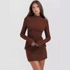 Exportación Transfronteriza Primavera 2025 Nueva Moda Sexy Falda Ajustada Elegante Vestido Delgado de Manga Larga