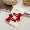 Pinza para el pelo con lazo rojo de terciopelo de conejo, Accesorios para el pelo de niña, Pinza BB geométrica de alta gama, Pasador, Accesorios para la cabeza