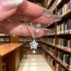 Colar com Pingente de Estrela e Franja em Prata Esterlina S925 com Zircônia Inlaid Estilo Ins Feminino Corrente para Suéter Corrente de Clavícula da Moda