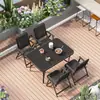 Conjunto de mesa e cadeira para exterior, mesa de chá para varanda à prova d'água e de sol para pátio, mesa de vidro para barraca de rua, cadeira dobrável portátil