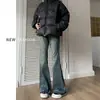 Calça jeans flare feminina, novo modelo outono 2026, estilo americano, cintura alta, modelagem que afina, solta, perna larga, calça boca de sino não apertada