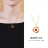 Collar Colgante de Plata de Ley S925 Esmalte en Frío Caqui Ruyi para Mujer, Nuevo Estilo Chino, Lujo Ligero, Joyería Versátil de Alto Nivel con Temperamento