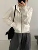 Sudadera con capucha de punto estilo casual Tg para mujer 2025 Otoño Nueva Ajustada Color Sólido Más Fácil de Combinar Chaqueta Cárdigan con Cremallera 25806