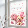Pegatinas de Ventana de Flor de Oso Corazón Transfronterizas Adecuadas para Dormitorio, Sala de Estar, Balcón, Decoración Festiva, Pegatinas Estáticas de Vidrio