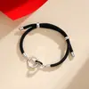 Pulsera de Pareja Sol y Luna Crepuscular para Hombre y Mujer Diseño de Nicho Ins Pulsera de Empuje y Tirón Incrustada de Diamantes Anillo Doble de Mobius Cuerda de Mano