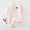 Mono térmico de algodón puro Clase A para bebé para otoño e invierno, mameluco sin costuras de manga larga, ropa para el hogar, ropa para bebé