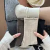 Meias de Primavera e Outono Meias de Cano Médio Malha de Trança Padrão Oculto Meias com Babados Retrô Japonês Meias com Babados de Ponto Duplo Meias Longas de Algodão Puro para Mulheres