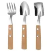 Pala con Mango de Madera Maciza Cuchara en Forma de Pala Japonesa Creativa 304 Estilo Industrial Cuchara en Forma de Pala Cuchara con Pinza de Madera Maciza Pala para Sandía Cuchara Acabado Espejo