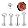 Studs para Labio de Fondo Plano de Acero Inoxidable Más Vendidos Transfronterizos, Aretes de Zirconia Estilo Europeo y Americano, Joyería para Labio con Rosca Interna, Venta Directa del Fabricante