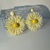 Joyería de Estilo Europeo y Americano, Pendientes de Girasol de Rafia Hechos a Mano, Pendientes Grandes Exagerados de Flor, Joyería de Estilo Festivo al por Mayor