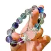 Mágico de Oz 12mm Alta Qualidade Gelo Transparente Roxo Fluorita Rosa Quartzo Pulseira