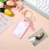 Pulseira de Coração de Pêssego de Alto Valor Estético, Elástico de Cabelo para Celular, Chaveiro, Porta-Protetor de Foto, Cartão de Ônibus, Porta-Crachá de Estudante