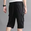 Calças Rasgadas de Algodão Masculinas, Calças Casuais Retas de Verão, Calças Cargo com Múltiplos Bolsos, Calças Finas de Verão