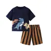 Suministro Transfronterizo Conjunto de Manga Corta para Niños 26th Primavera/Verano con Estampado de Animales de Dibujos Animados, Cuello Redondo, Conjunto de Dos Piezas para Niños