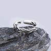 Anillo Ajustable de Apertura Trenzado Twist para Hombre y Mujer Hip-Hop Plateado Línea de Onda Antigua Combinación Suministro Anillo para Dedo de Comida