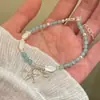 [Isla de Verano] Azul Marino Diseño Versátil de Nicho Pulsera Trenzada de Imitación de Estrella de Mar y Caracola Azul Pulsera Exquisita
