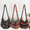 Bolso Cruzado de Felpa Estampado con Cordón Nuevo, Bolso de Hombro Casual de Nicho, Bolso de Compras Portátil para Mujer, Bolso Tote de Moda