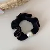 Scrunchie Estilo Coreano Pérola Retrô Borda Franzida Prendedor de Rabo de Cavalo Corda de Cabelo Alta Elasticidade Acessório de Cabelo Elástico