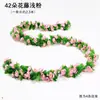 Enredadera de rosas flores artificiales para decoración, cubriendo tuberías de aire acondicionado interiores, embelleciendo tuberías de calefacción, hojas verdes de plástico, flores pequeñas falsas
