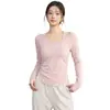 Conjunto de yoga para mujer para otoño, conjunto de dos piezas con sujetador incorporado, top deportivo de manga larga con hombros descubiertos, ajuste ceñido y que realza la figura, adecuado para entrenamiento de Pilates, venta al por mayor
