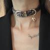 Punk Spice Girl Marrom Estampa de Leopardo Gola Choker Colar Subcultura Gótica Y2K Doce Legal Acessórios de Pescoço