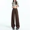 2026 Meilade Color Café Pantalones de Pierna Ancha para Mujer Otoño Invierno Estilo Americano Saber Calle Alta Persona Alta Pantalones Largos hasta el Suelo Dropshipping