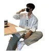 Camisa para Hombre Yuppie Británico Camisa de Manga Larga para Hombre Traje Gris de Gama Alta Estilo Maduro Ligero con Camisa de Moda