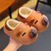 Chinelos de Algodão Kapibala Outono e Inverno para Crianças Meninos e Meninas, Quentes, Forrados com Lã Sintética, Impermeáveis, Fofos, para Crianças Maiores, Sapatos de Algodão com Calcanhar Fechado