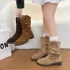 Botas de Moda con Plataforma para Mujer 2026 Nuevo Otoño Verano Súper Calientes Botas Vaqueras Occidentales Más Vendidas Botas Apiladas Fruncidas Botas Cortas